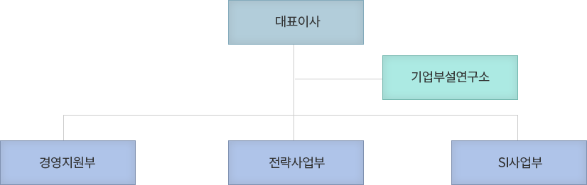 대표이사,기업부설연구소,경영지원부,전략사업부,SI사업부